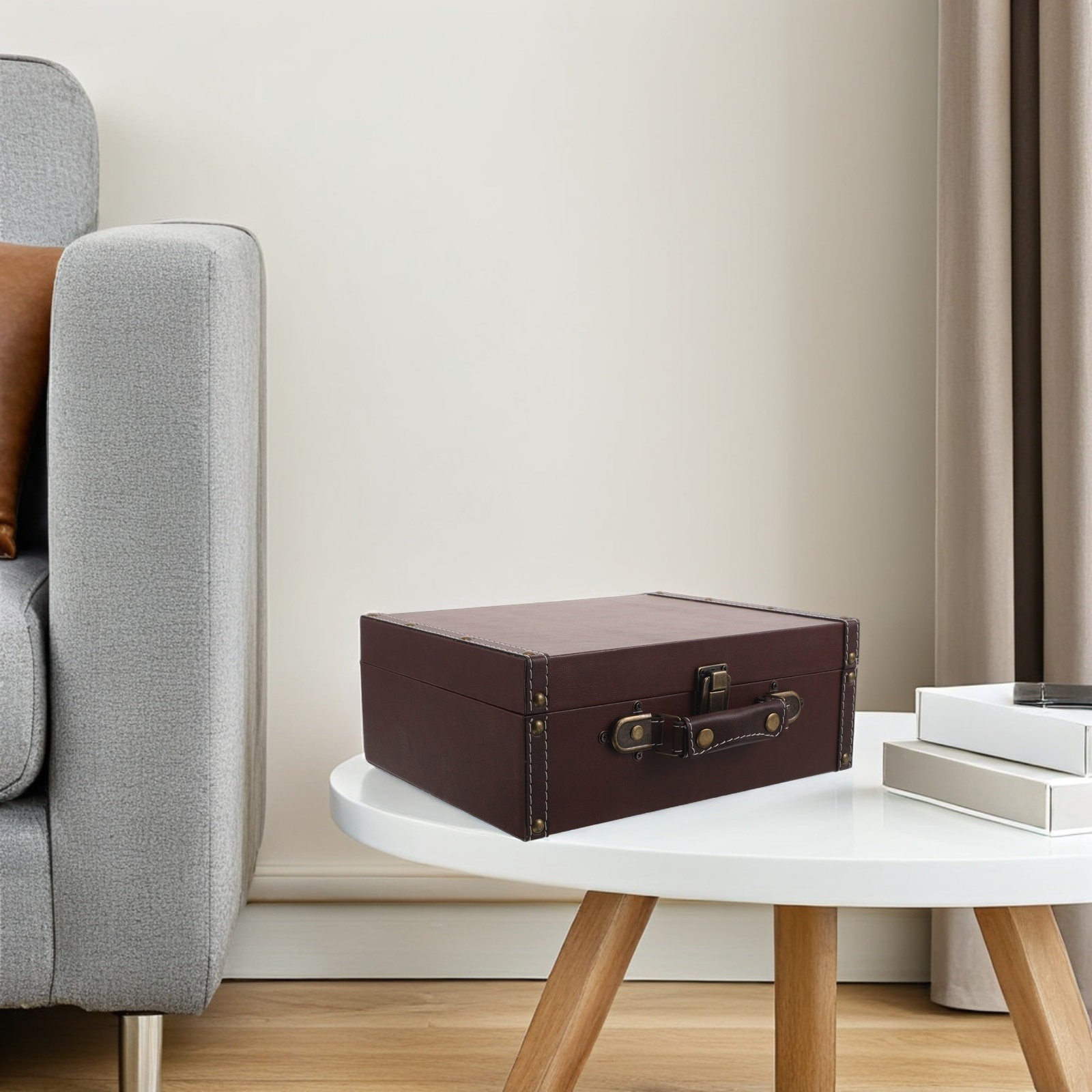 Retro Vintage Trunk Suitcase - Caja de almacenamiento de madera de