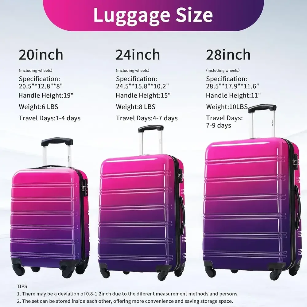 Juego de maletas rígidas de 3  - Expandable Hard Shell Luggage Set reseña y precio